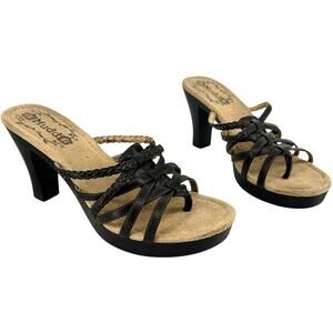 Vintage y2k Women's Brown Strappy MUDD Platform Block High Heel Sandals Sz 7.5